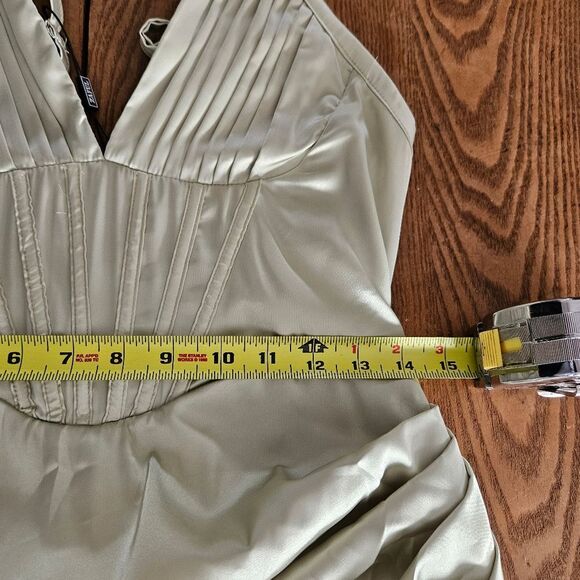 ZAFUL Sage Green Silky Bustier Corset-Style Deep V Midi Dress Women’s Large NWT - Picture 5 of 9